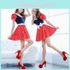 Elegant Adult Sexy Women's Cartoon Minnie Mouse Costume With Polka Dots For Halloween
