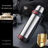 Large Stainless Steel Insulated Water Bottle with Double Lid and Strap for Outdoor Sports