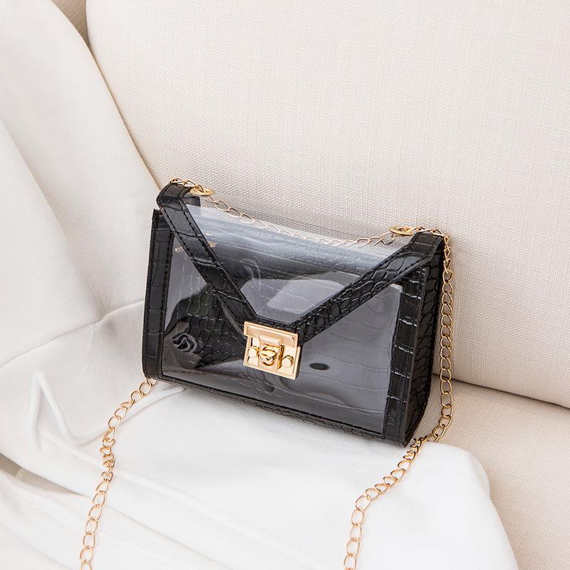 Guangzhou Women's Bag Fashionable Personalized Lock Chain Crocodile Pattern Jelly Mother Bag Small Square Bag Tide