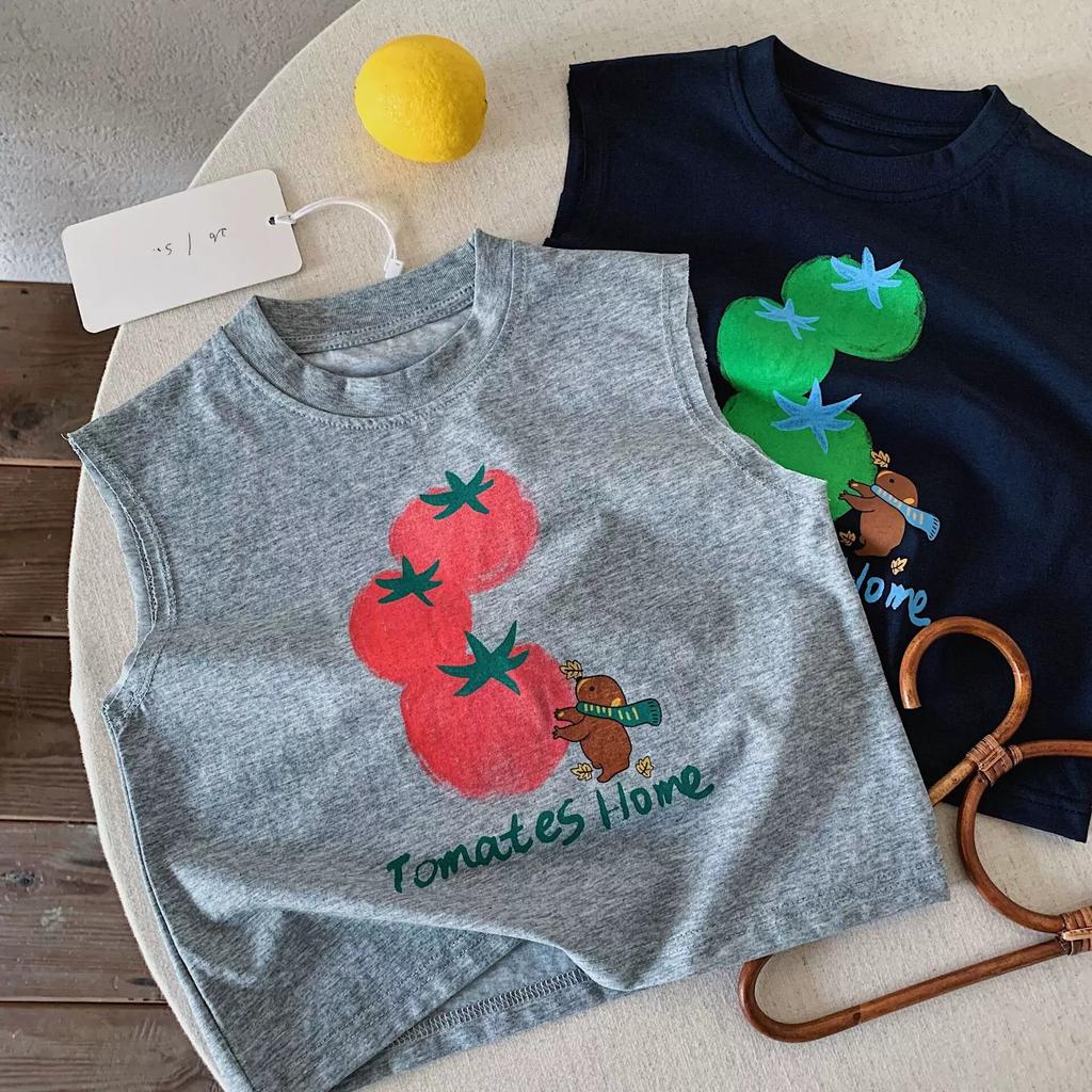 Kids Summer Round Neck Printed Tank Top for Boys and Girls