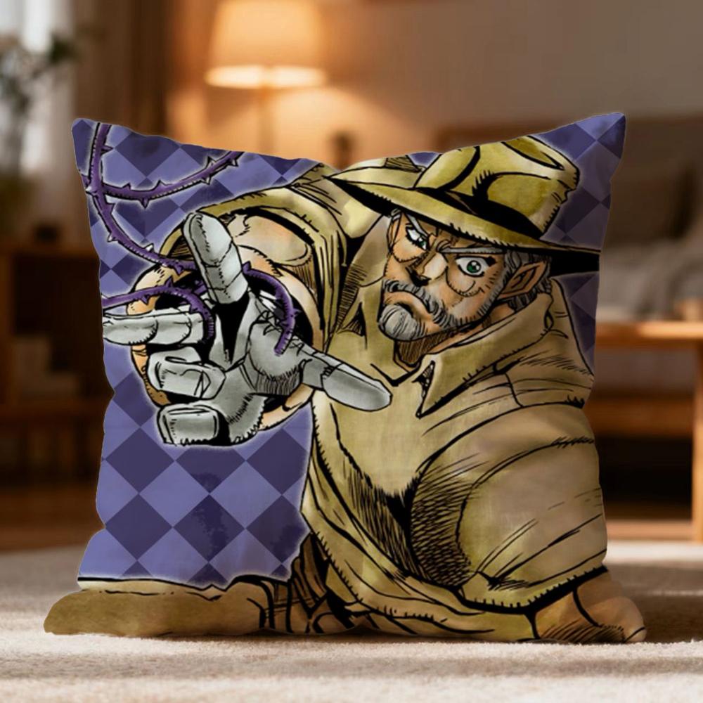 Hot J-JJoJo's Bizarre Adventure Cushion Cover Soft Washable Pillow Case Multi-Scene for Couch Bed Travel Office Use