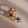 Geometric Irregular Design Pavé Set Colored Zircon Ring - High-End European and American Fashion Trend