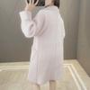 New High Quality Autumn Winter Coat Female New Korean Knitted Cardigan Loose Medium Long Wool Sweater
