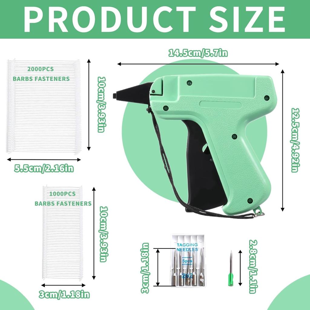 Tagging Gun for Clothing, Price Tag Gun for Clothes Labeler, Hang Tag Attacher Gun with 3000 Barbs Fasteners and 5 Needles for Clothes Labeler