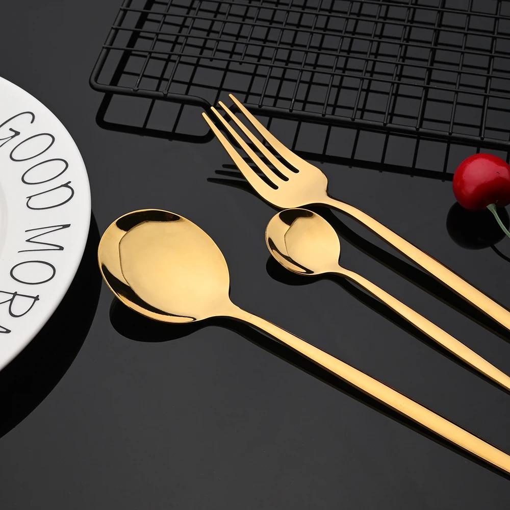 20Pcs Silver Dinnerware Set Stainless Steel Dinner Steak Knife Fruit Fork Spoon Cutlery Set Kitchen Tableware Silverware Set