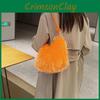 Chic Vintage Plush Handbag For Women Stylish Simple Shoulder Bag In Black White Pink