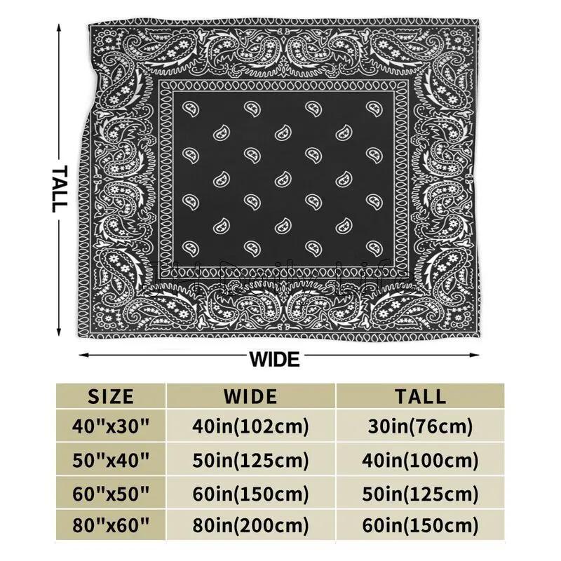 Buntes Paisely Schwarzer Bandana-Rand Schal Weiße Decke Weiche Warme Fleece-Kuscheldecke Leichte Flanell Flauschige Decken