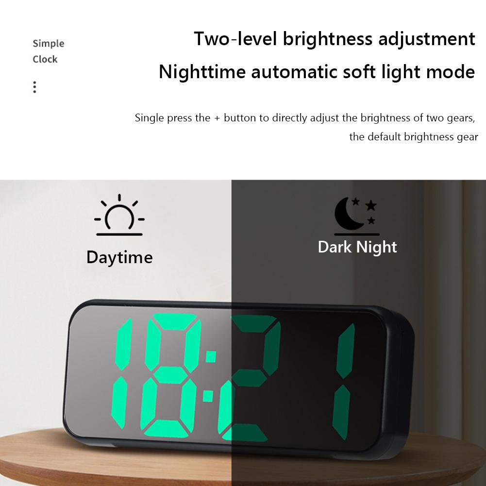 Zrcadlový LED budík s funkcí Snooze 12/24H digitální budík Teplota Zobrazení data Tabulka Zrcadlové hodiny Stolní dekorace