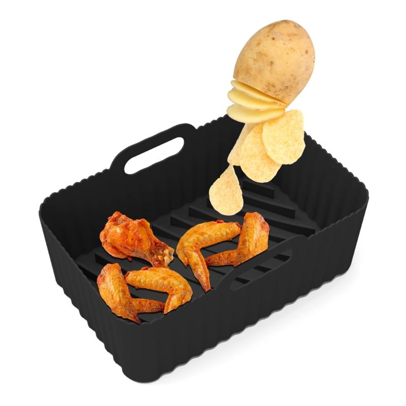 Air Fryer Silicone Pot Air Fryers Oven Baking Tray for Pizza Fried Chicken Air Fryer Accessories Baking Pan Reusable Mat