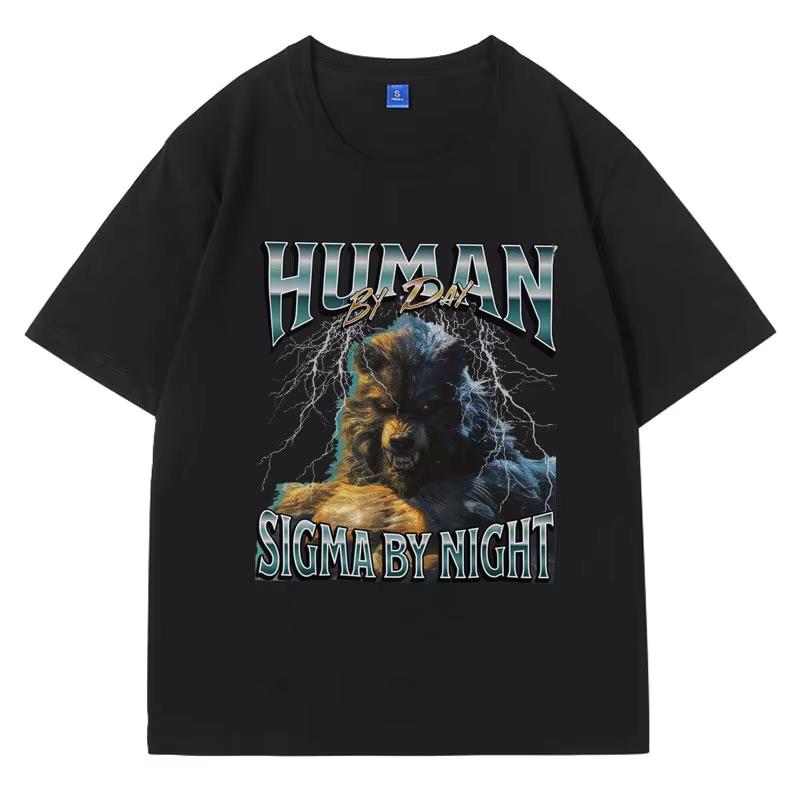

Днем человек, ночью Сигма 90-е Графические футболки Мужские Смешной мем Y2K Одежда Футболка Винтажный топ Мужской Подарок на день рождения для него Футболка 4XL
