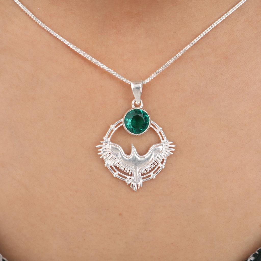 Chrome Diopside Gemstone 925 Sterling Silver Women Jewelry Unique Pendant 1.43" CP-38-1