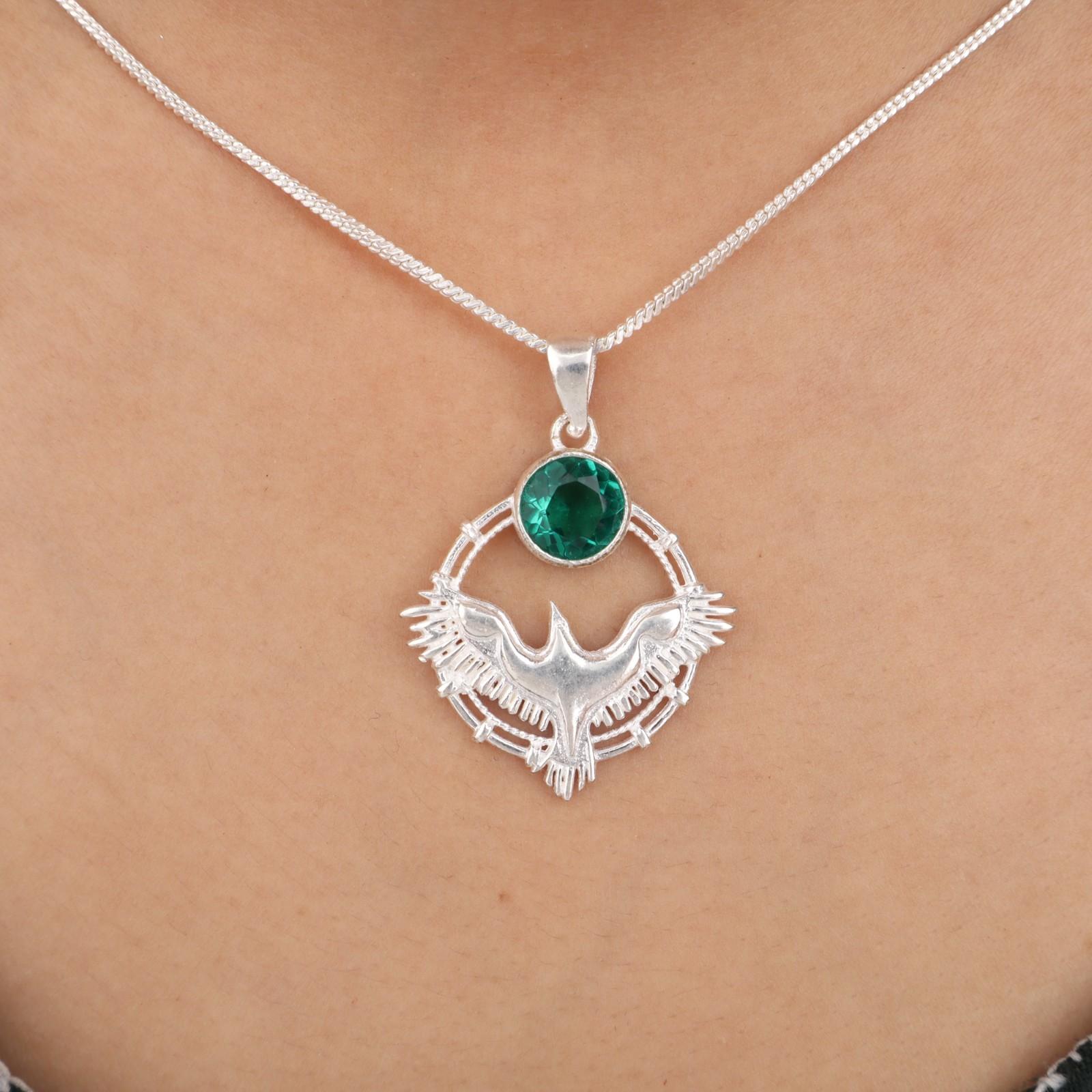 

Хромдиопсид Драгоценный камень 925 Стерлинговое серебро Женские украшения Уникальная подвеска 1,43 CP-38-1