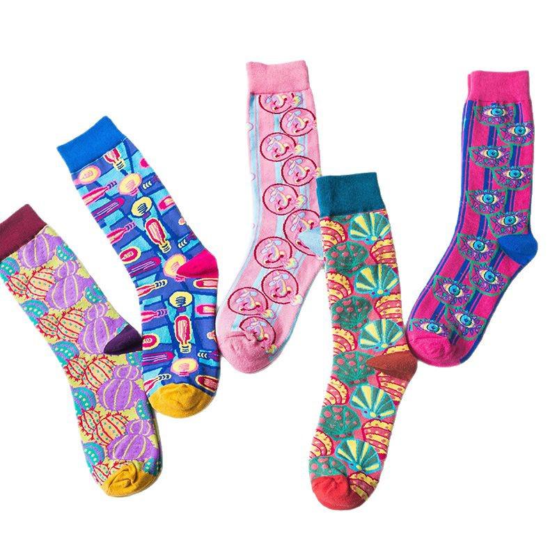 Cartoon Anime Women's Cotton High-top Mid-calf Retro Casual Sports Socks