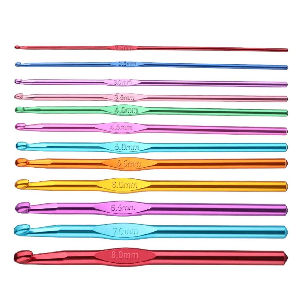 Portable Crochet Needles Set Multicolored Handle Crochet Stitching Knitting Needle  Sewing Tools