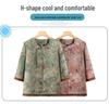 Summer Chinese Style Plus Size Top for Elderly Women - Loose Three-Quarter Sleeve Shirt