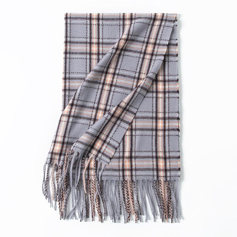 Scarf New Imitation Cashmere Retro Scarf Women's Korean Autumn and Winter Plaid Scarf Tassel Shawl Scarf