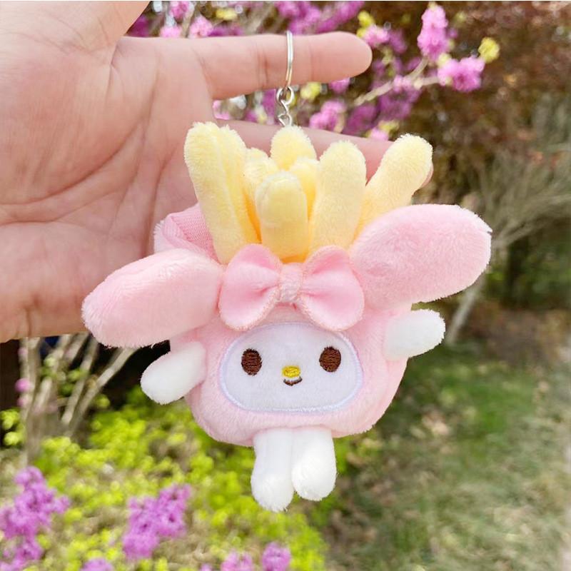 Playful Fun And Plush Keychain Toys Featuring Cartoon Hamburger And Fries French