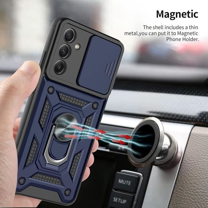 Coque et Verres Trempés - Samsung - Galaxy A54 5G - Bleu Marine - Antichoc - Cache Caméra