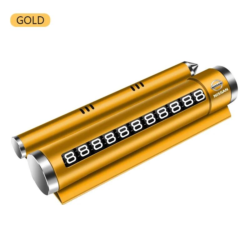 Car Temporary Parking Card Rotate Phone Number Plate Aluminum Stickers For Nissan X-trail Almera Qashqai Tiida Auto Accessories