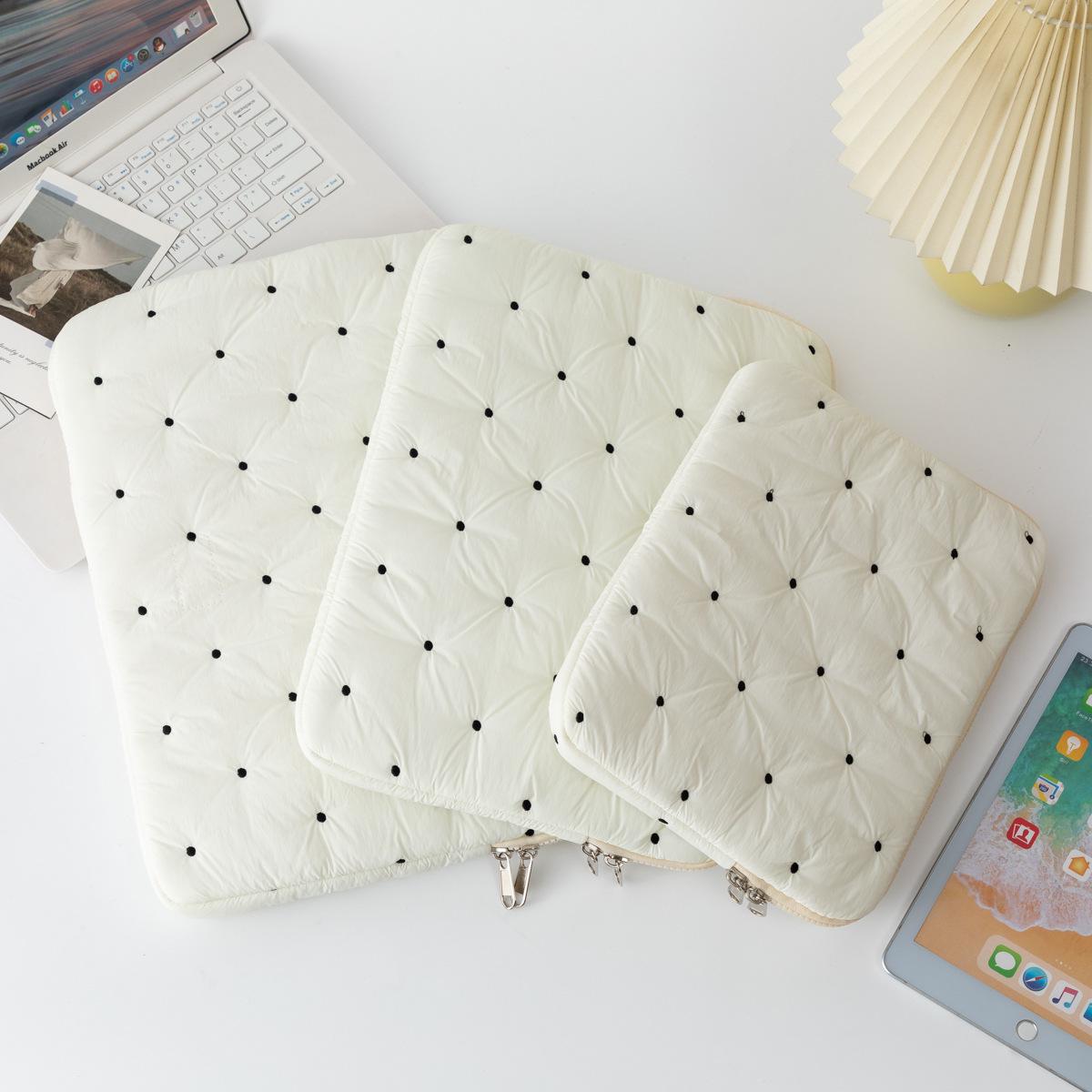 

Сумка для хранения ноутбука и планшета в корейском стиле с вышивкой в горошек 11-inch белый