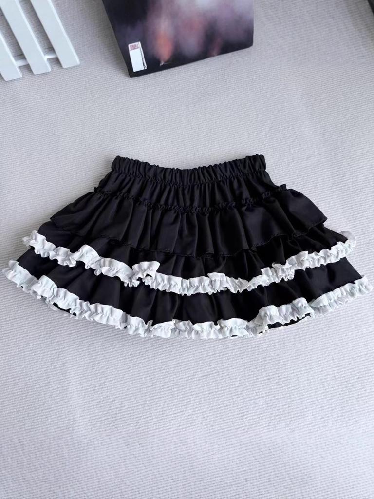 Ruffled Hem Mini Skirt: Summer Fluffy A-line for Petite Girls, Anti-exposure, High Waist Slimming Style