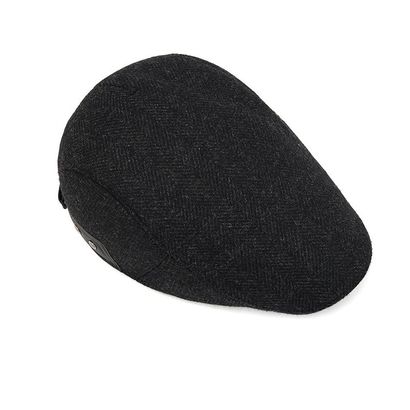 Men's Thick Ear Protecting Forward Cap Elderly Winter Wool Retro Forward Cap Newsboy Cap