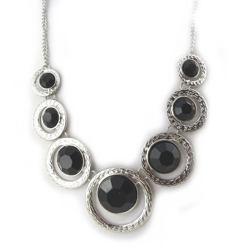 Les Trésors De Lily [N1117] - Designerski naszyjnik „Sissi” czarno-srebrny