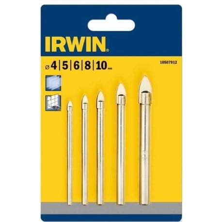 Irwin Glass Drill Set 5 Pcs (4, 5, 6, 8, 10 Mm)