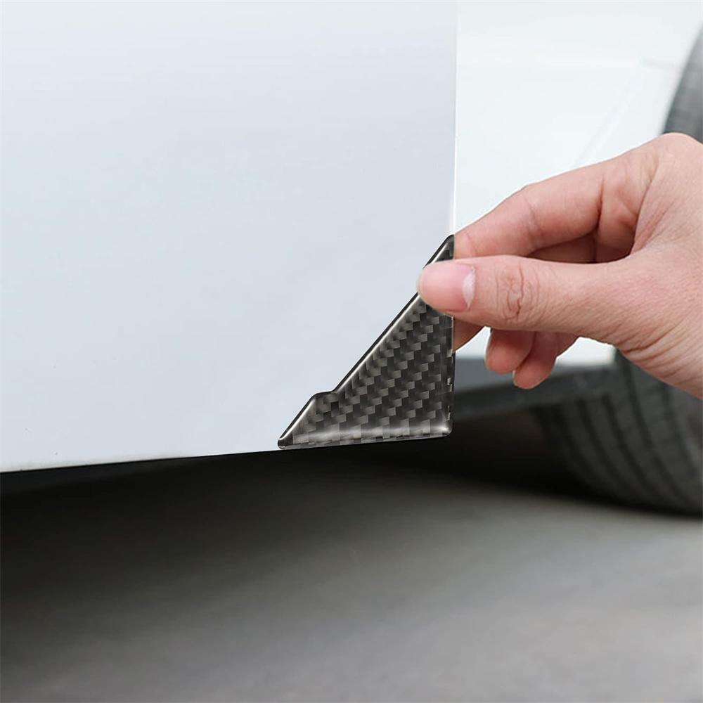 4Pcs Carbon Fiber Car Door Corner Guard Anti-Collision Strip Scratch Protector