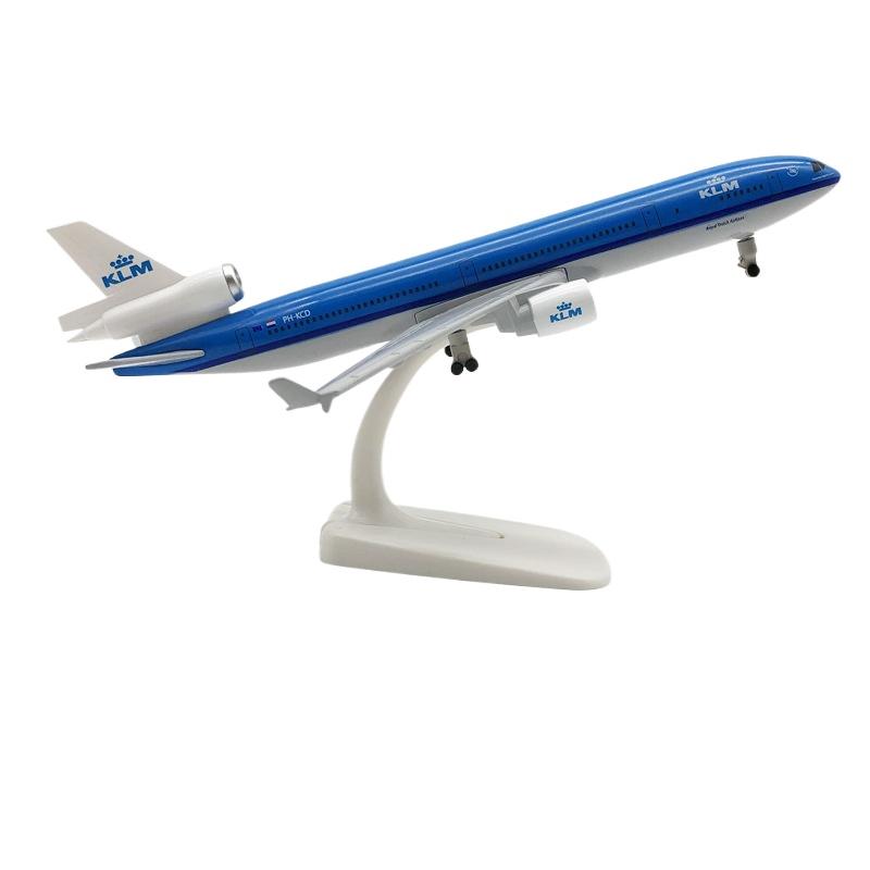 

1/300 Scale 20CM KLM MD-11 Aircraft Model Airplane McDonnell Douglas Metal Planes with Wheels Landing Gear Collected Gift синій