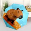 1pc Capybara Water Automatic Folding Umbrella, Lightweight Retractable Compact Travel Umbrella, 8-Rib Sturdy Frame, Fine Outdoor Umbrella048