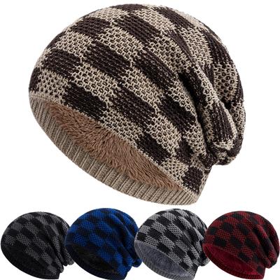 Unisex Unisex Winter Hat Gingham Design Elements For Men Women Warm Ski Beanie Cap Casual Decor Winter Knitted Hats