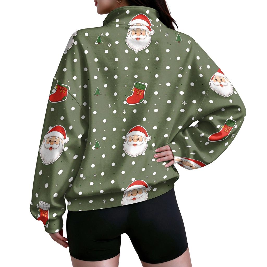 Women's Trendy Lightweight Printed Half-Zip Sweatshirt for Casual Everyday Wear