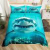 Shark Fish Print Soft Duvet Cover Set Lovely Underwater Animals Premium Soft Beding Set Children Tens Adult Peoples Blue Warm Comforter Cover Sets