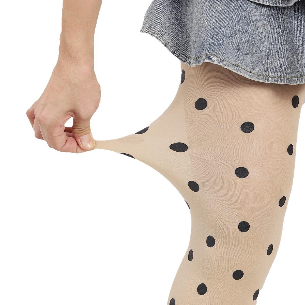 Vintage Schwarz Gepunktet Weiß Strumpfhose Damen Durchsichtig Hoher Bund Strumpfhose Y2K Mädchen Sexy Schlankmachend Seidige Leggings Elastische Strumpfhose One Size