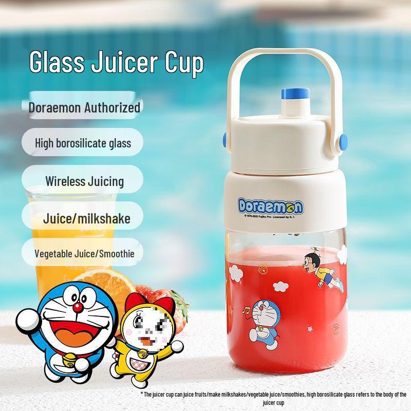 Portable Multifunctional Glass Juicer Cup with Handle