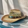 Rhinestone Cowboy Hat Straw Sun Hat for Women Men Beach Vintage Western Cowgirl Party Summer Festival Country Music Headwear