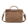 Luxury Briefcase Shoulder Crossbody Military Canvas + Genuine Leather Messenger Patchwork School Bag