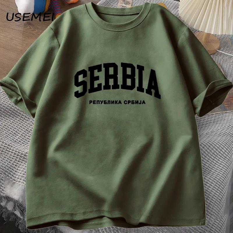 Republik Serbien T-Shirt Herren Sommer Baumwolle Kurzarm SERBIEN T-Shirt Harajuku Unisex T-Shirt Herrenbekleidung Bedrucktes T-Shirt Tops