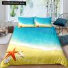 Beach Starfish Seashell King Queen Duvet Cover White Ocean Creatures Bedding Set Hawaii Quilt Cover Polyester Comforter Cover