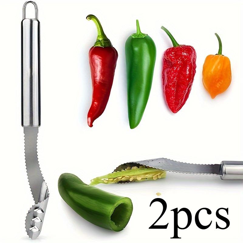 2pcs Stainless Steel Fruit Corer, Red Pepper Seed Remover, Vegetable and Fruit Corer, Kitchen Gadget, Convenient for Peeling and Slicing
