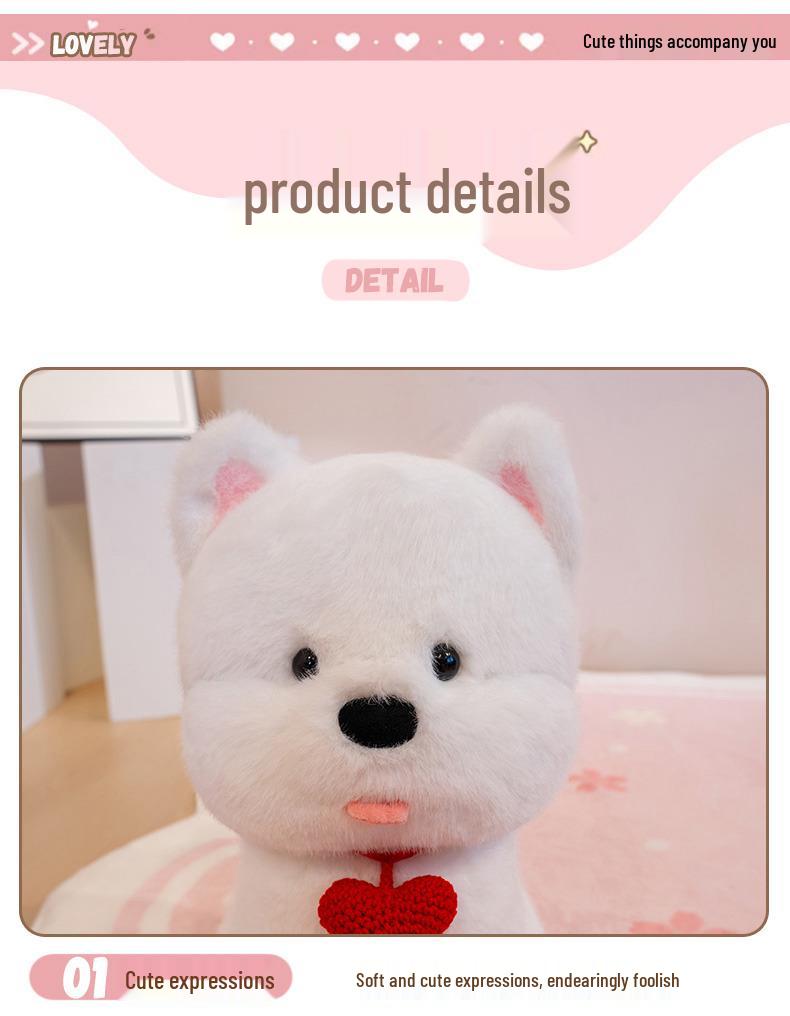 West Highland Terrier Puppy Tongue Out Plush Toy Doll Figurine