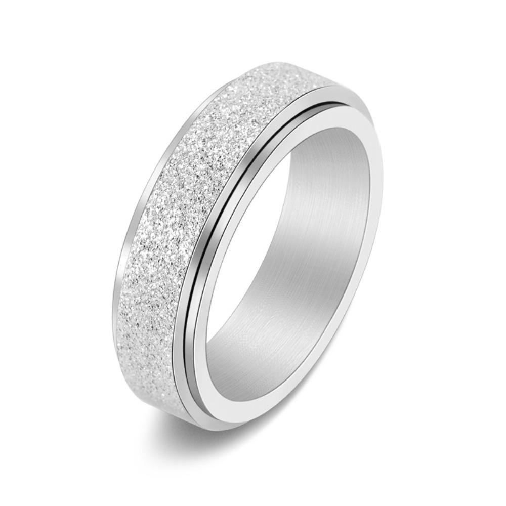 Unisex Titanium Steel Rotatable Matte Ring Stylish Couple Jewelry Fashion Accessory