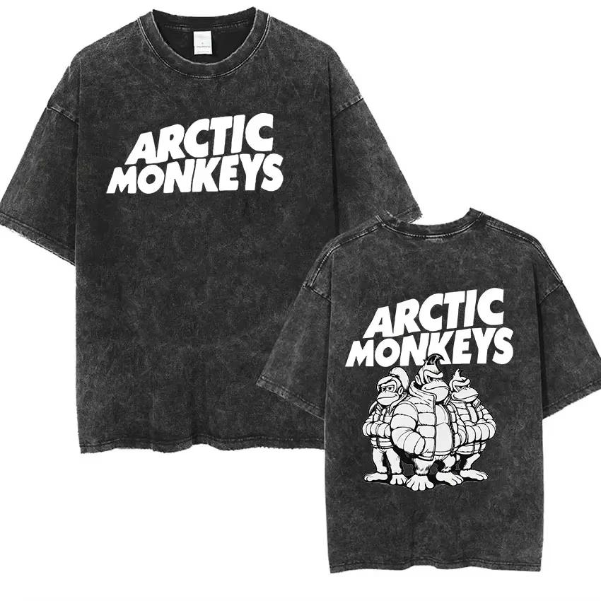 Vintage Washed Oversized Arctic Monkeys Album Print T-Shirt Retro Rock Music Short Sleeve Loose Streetwear Casual Tops For Men Women Daily Outfit