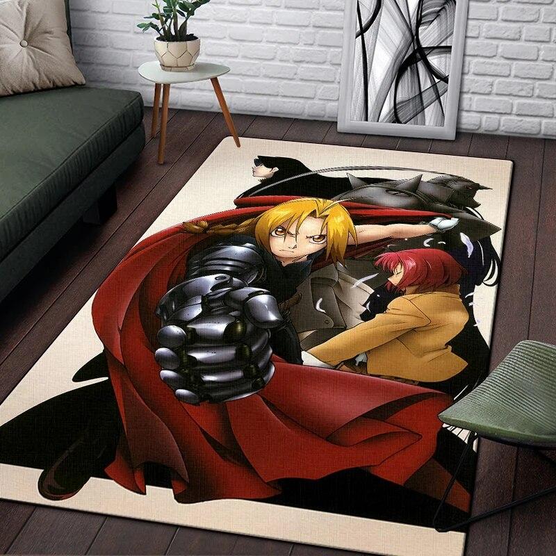 Fullmetal Alchemist Anime Painting Carpet for Living Room Large Area Rug Black Soft Carpet Home Decoration Mats Boho Rugs Picnic