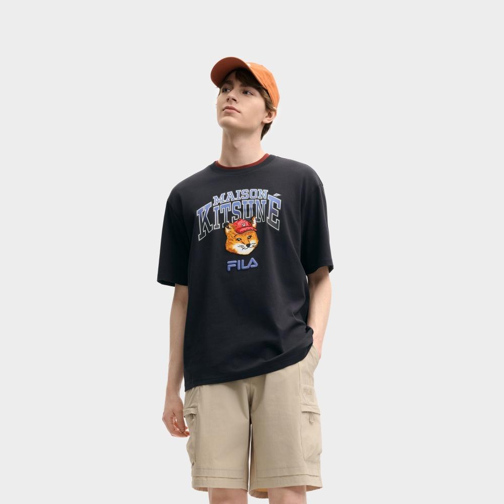Fila X Maison Kitsune Fox Graphic T-Shirt Unisex Tops Legendary-Blue F11U529102F-NV