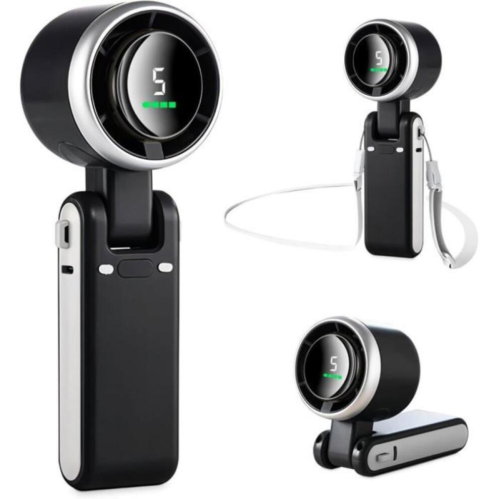 Mini draagbare zakventilator voor bureau en nek, 3600 mAh, 5 snelheden, borstelloze motor, oplaadbaar, sterrengrijs