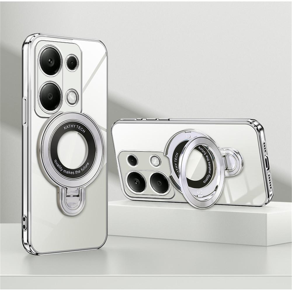 Luxury Transparent Plating Magnetic Bracket Case For Xiaomi Poco X6 Pro X3 NFC X5 F6 M6 Pro C65 C75 F3 F4 Silicone Stand Cover