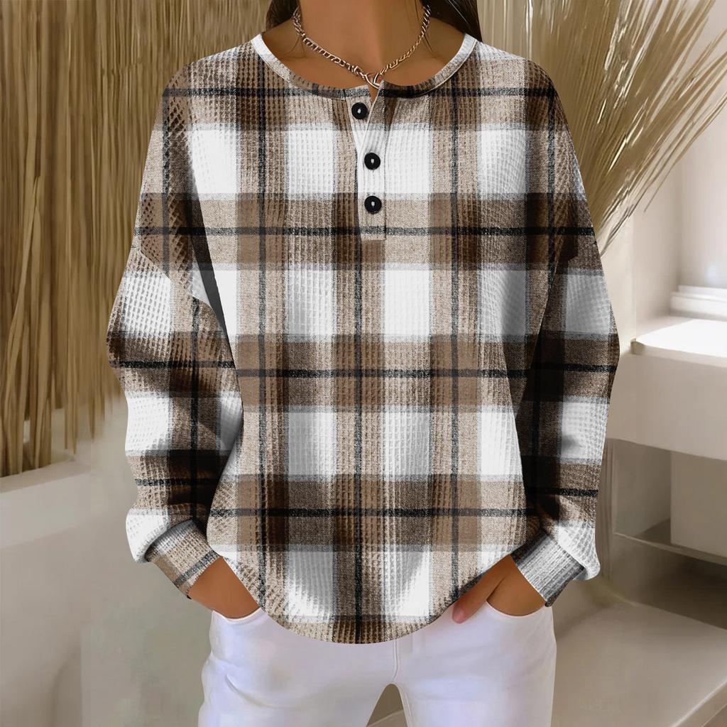 Women's Casual Shirts Long Sleeve Tops Button Up V Neck Loose Knit Fall Favorites For Women