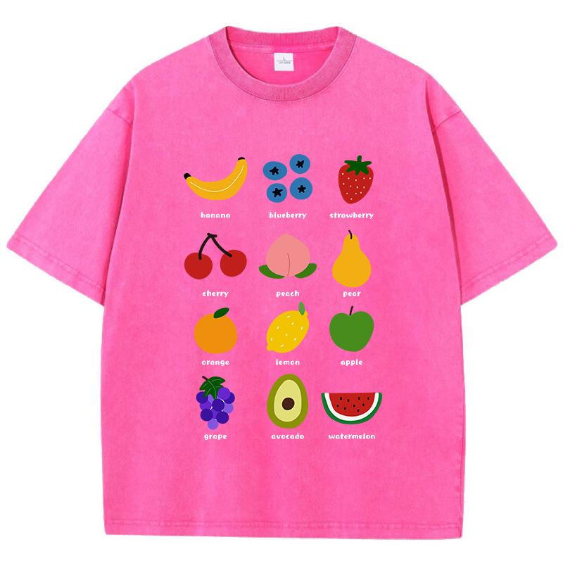 Fruits Lemon Cherry Prints Washed T Shirts Women Cotto S розы красного